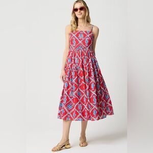 J Crew Factory NWT $128 Cotton Strappy Midi Dress 6 Bright Cerise Blue- SOLD OUT